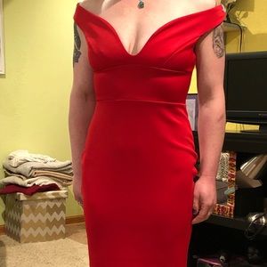 Calf length sexy red dress Boohoo brand!